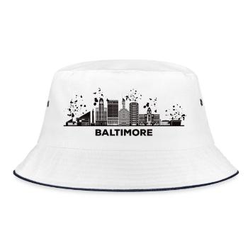 Baltimorean Watercolor Skyline Baltimore - Bucket Hat - white/navy - Front