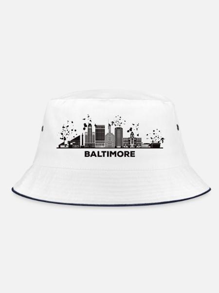 Baltimorean Watercolor Skyline Baltimore - Bucket Hat - white/navy - Front