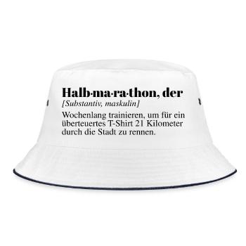 Halbmarathon Duden Spruch - Bucket Hat - Weiß/Navy - Vorne