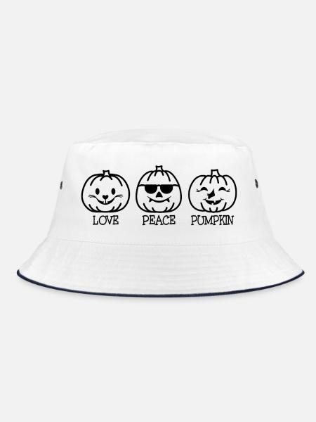 Love Peace Pumpkin - Bucket Hat - Weiß/Navy