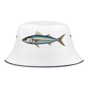 Azure Silver Fish Illustration - Bucket Hat - Weiß/Navy - Vorne