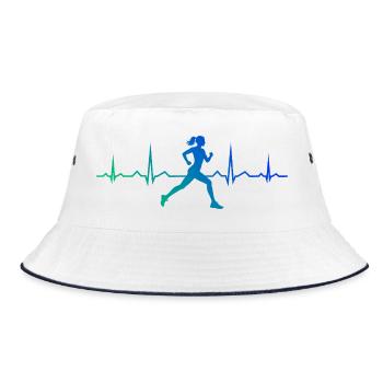 Geschenkidee für eine Running mit Running - Bucket Hat - Weiß/Navy - Vorne