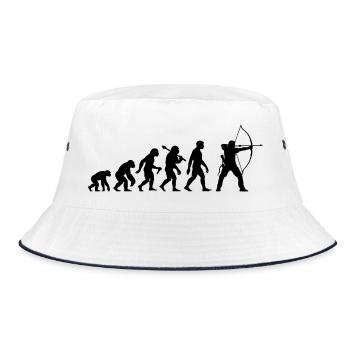 Bogenschütze Evolution Für Hobby Bogenschießen - Bucket Hat - Weiß/Navy - Vorne
