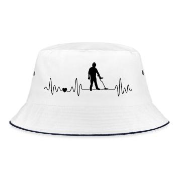 Metalldetektor Herzschlag Für Sondler Schatzjäger - Bucket Hat - Weiß/Navy - Vorne