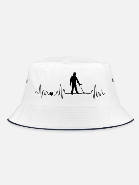Metalldetektor Herzschlag Für Sondler Schatzjäger - Bucket Hat - Weiß/Navy