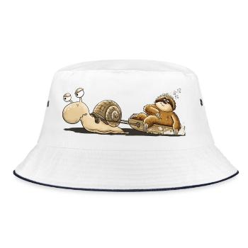 Schnecke Faultier Langsam Müde Tierhumor Cartoon - Bucket Hat - Weiß/Navy - Vorne