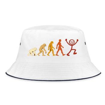 Evolution Mensch Freude Retro Design - Bucket Hat - Weiß/Navy - Vorne