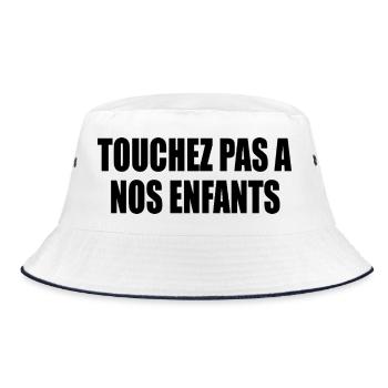 Ne touchez pas à nos enfants  - Bucket Hat - Weiß/Navy - Vorne