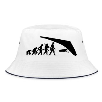 Drachenfliegen Evolution Drachenflieger Lustig - Bucket Hat - Weiß/Navy - Vorne