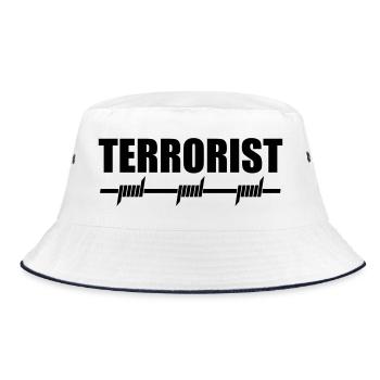 Terrorist | Terror | Stacheldraht - Bucket Hat - white/navy - Front