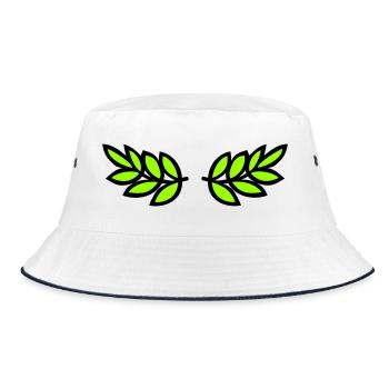 Lorbeer (Flach) - Bucket Hat - Weiß/Navy - Vorne