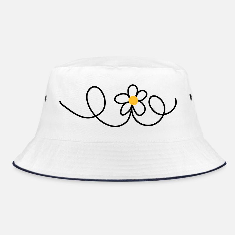 Blume - Bucket Hat - Weiß/Navy