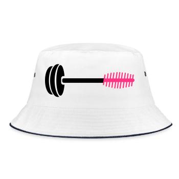 Neon Pink Hair Comb Icon - Bucket Hat - white/navy - Front