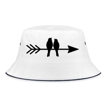 Vogel Vögel Paar auf Pfeil Geschenk Liebe - Bucket Hat - Weiß/Navy - Vorne