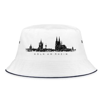 Köln am Rhein Kölner Skyline (Vintage Schwarz) - Bucket Hat - Weiß/Navy - Vorne