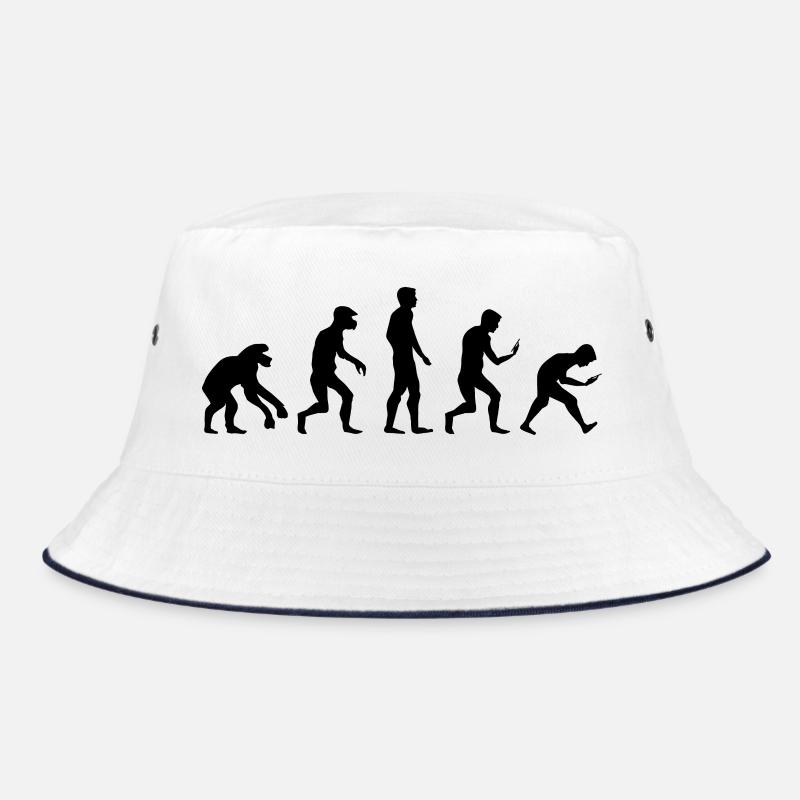 funny evolution smartphone mobile phone addiction icon Bucket Hat
