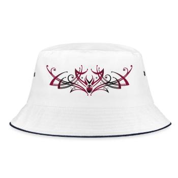 Filigranes Tribal mit Edelstein, rot - Bucket Hat - Weiß/Navy - Vorne