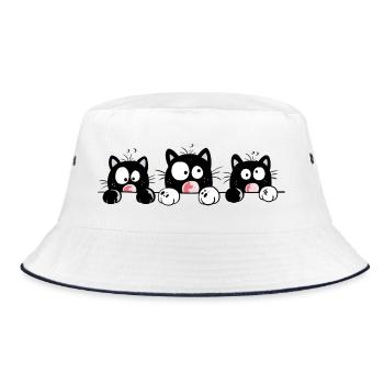 Funny Cats - Bucket Hat - white/navy - Front