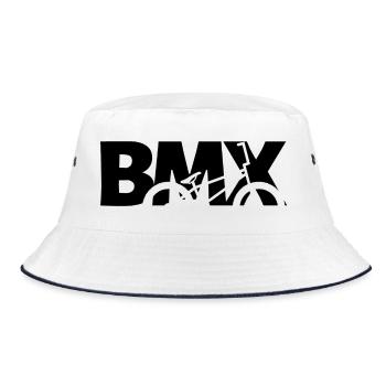BMX Stunt Shirt für Freestyle Fans - Bucket Hat - Weiß/Navy - Vorne