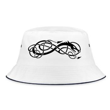 Schwarze keltische Schlange - Bucket Hat - Weiß/Navy - Vorne