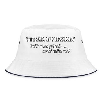Enger Bauch? - Bucket Hat - Weiß/Navy - Vorne