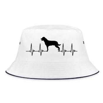 Rottweiler, Kampfhund, Herz, Puls, Herzschlag Hund - Bucket Hat - Weiß/Navy - Vorne