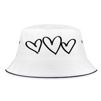3 Herzen Liebe - Bucket Hat - Weiß/Navy - Vorne