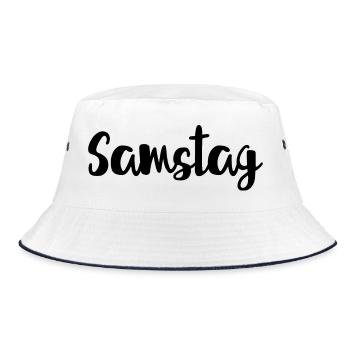Samstag Wochenende Wochentag Woche - Bucket Hat - Weiß/Navy - Vorne
