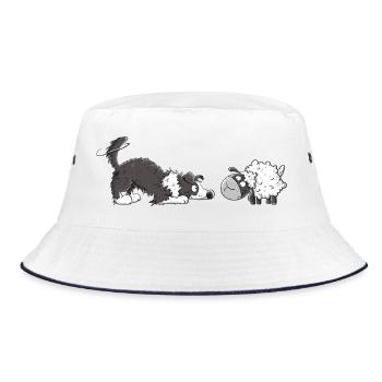 Border Collie And Sheep I Herding Dog Dog Fun - Bucket Hat - white/navy - Front