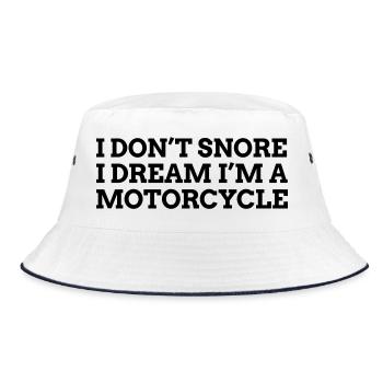 I don't snore I dream Motorcycle 1c - Bucket Hat - white/navy - Front