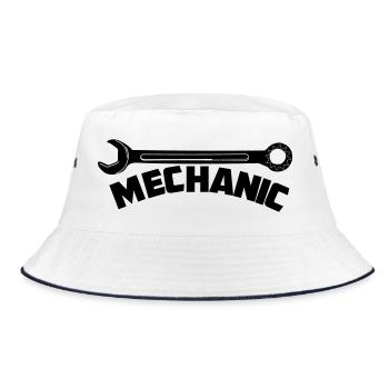 Mechanic with key text Mechanic - Bucket Hat - white/navy - Front