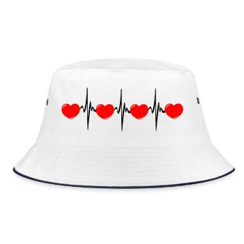 Heart rate hard red cardio ECG - Bucket Hat - white/navy - Front