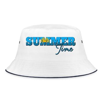 Summer Time - Bucket Hat - Weiß/Navy - Vorne