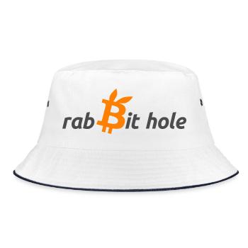 Digitale Bitcoin-Graphik auf Dunkelblau - Bucket Hat - Weiß/Navy - Vorne