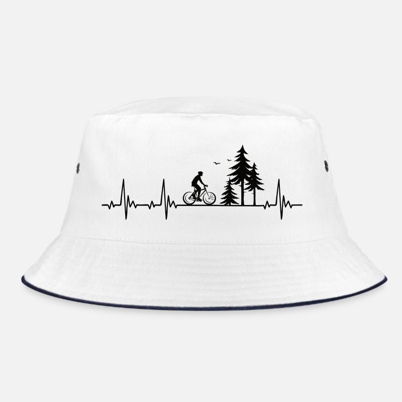 Bicycle heartbeat with cyclist in the forest Bucket Hat