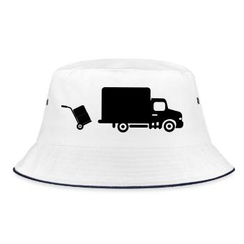 Moving van with handcart - Bucket Hat - white/navy - Front