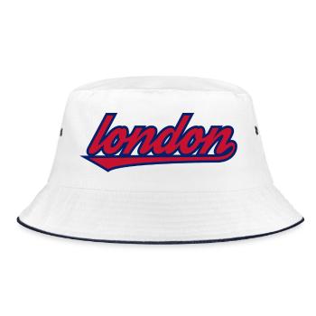 London Script Retro Unterstrich - Bucket Hat - Weiß/Navy - Vorne