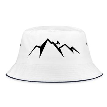 Skiers in mountain scenery - Bucket Hat - white/navy - Front