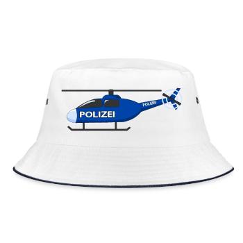 Hubschrauber Polizei - Bucket Hat - Weiß/Navy - Vorne