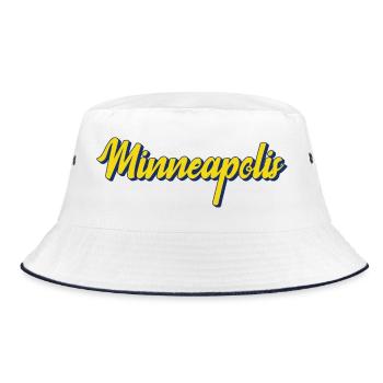 Minneapolis Schriftzug BlauGelb - Bucket Hat - Weiß/Navy - Vorne