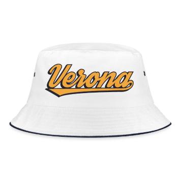 Verona Retro Script Logo - Bucket Hat - white/navy - Front