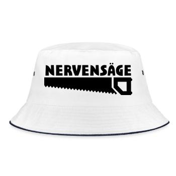 Lustige Sprüche Nervensäge - Bucket Hat - Weiß/Navy - Vorne