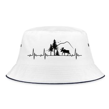 Elch Heartbeat Geschenk - Bucket Hat - Weiß/Navy - Vorne