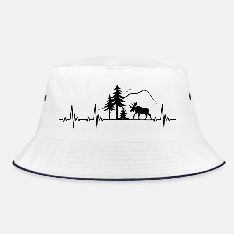 Moose heartbeat gift - Bucket Hat - white/navy