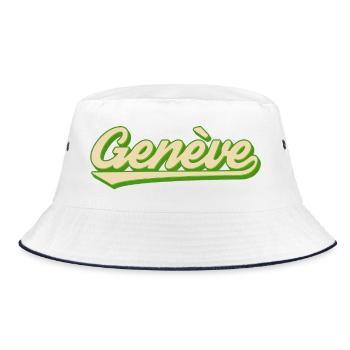 Genève Retro Script Lime - Bucket Hat - white/navy - Front