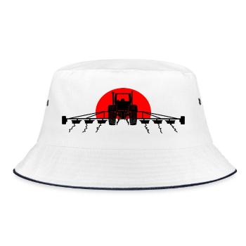 Tractor sunset - Bucket Hat - white/navy - Front