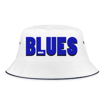Vibrant Blues Music Typography Design - Bucket Hat - white/navy - Front