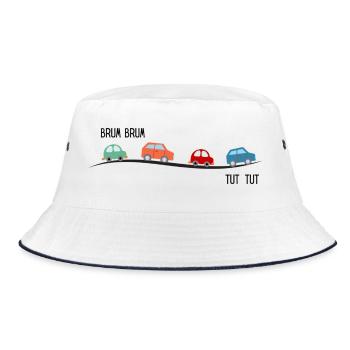 Autos im Geschwindigskeitsrausch - Bucket Hat - Weiß/Navy - Vorne