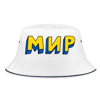 Peace Cyrillic - Bucket Hat - white/navy - Front