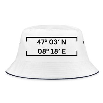 Koordinaten Luzern Minimalistisch - Bucket Hat - Weiß/Navy - Vorne